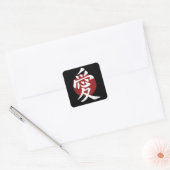 Love Kanji Symbol Japanse Calligrafie Vierkante Sticker (Envelop)