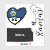 Love Kansas, 3 Design, Die Cut Stickers (Vel)