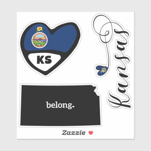 Love Kansas, 3 Design, Die Cut Stickers (Vel)