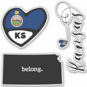 Love Kansas, 3 Design, Die Cut Stickers (Voorkant)