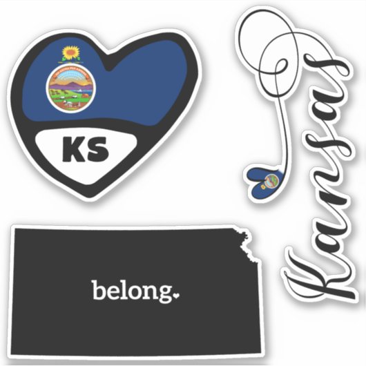 Love Kansas, 3 Design, Die Cut Stickers (Voorkant)