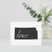 Love Kansas Map Shaped Antiek Black Chalkboard Briefkaart (Staand voorkant)