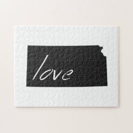 Love Kansas Silhouette Map Shape Black Chalkboard Legpuzzel