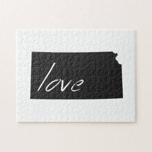Love Kansas Silhouette Map Shape Black Chalkboard Legpuzzel
