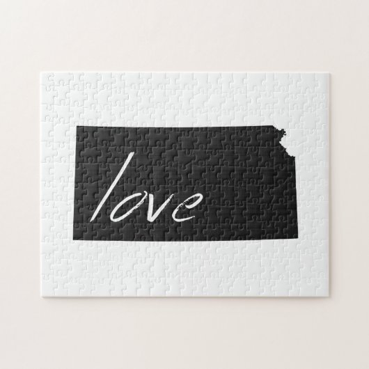 Love Kansas Silhouette Map Shape Black Chalkboard Legpuzzel (Horizontaal)