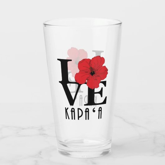 LOVE Kapa'a Hawaii Red Hibiscs Glas (Achterkant)