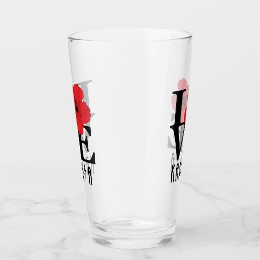 LOVE Kapa'a Hawaii Red Hibiscs Glas (Rechts)
