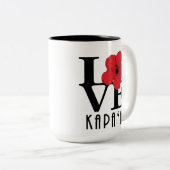 LOVE Kapa'a Hawaii Red Hibiscus 15oz Tweekleurige Koffiemok (Voorkant rechts)