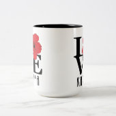 LOVE Kapa'a Hawaii Red Hibiscus 15oz Tweekleurige Koffiemok (Center)