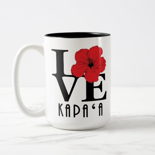 LOVE Kapa'a Hawaii Red Hibiscus 15oz Tweekleurige Koffiemok (Links)