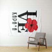 LOVE Kapa'a Hawaii Red Hibiscus Wandkleed (In Situ (horizontaal))