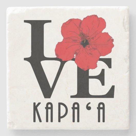 LOVE Kapa'a Red Hibiscus Stenen Onderzetter (Voorkant)