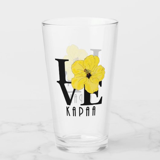 LOVE Kapaa Yellow Hibiscus Glas (Achterkant)