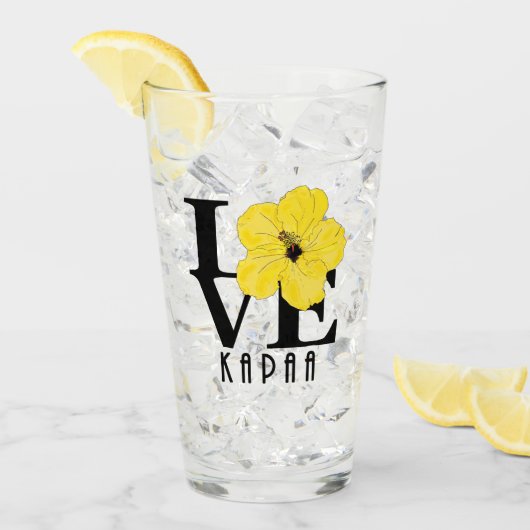 LOVE Kapaa Yellow Hibiscus Glas (Voorkant ijs)