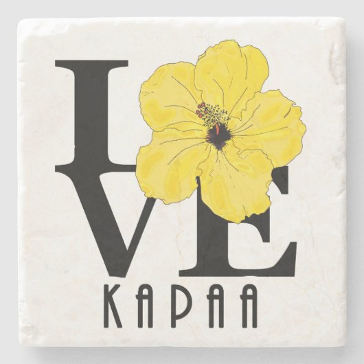 LOVE Kapaa Yellow Hibiscus Stenen Onderzetter (Voorkant)