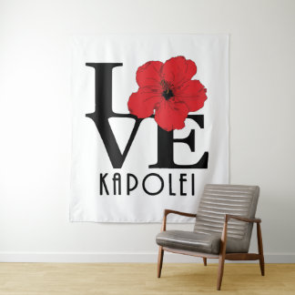 LOVE Kapolei Hawaii red Hibiscus Wandkleed