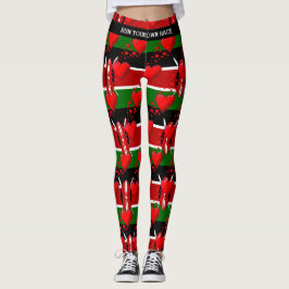 LOVE KENIA Vlag Rode harten RUN UW RACE Leggings