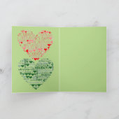 Love KerstFeestdagen Red Green Double Heart Feestdagen Kaart (Binnen)