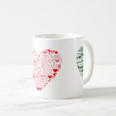 Love KerstFeestdagen Red Green Heart Tea Coffee Koffiemok (Voorkant rechts)