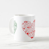 Love KerstFeestdagen Red Green Heart Tea Coffee Koffiemok (Voorkant links)