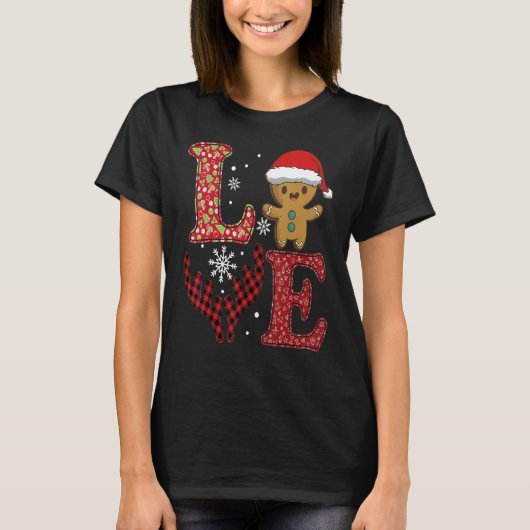 Love Kerstmis 2022 Buffalo Play Gingerbrood Man T-shirt (Voorkant)