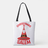 Love Kerstmis in Salem New England Witchy Santa Tote Bag (Achterkant)