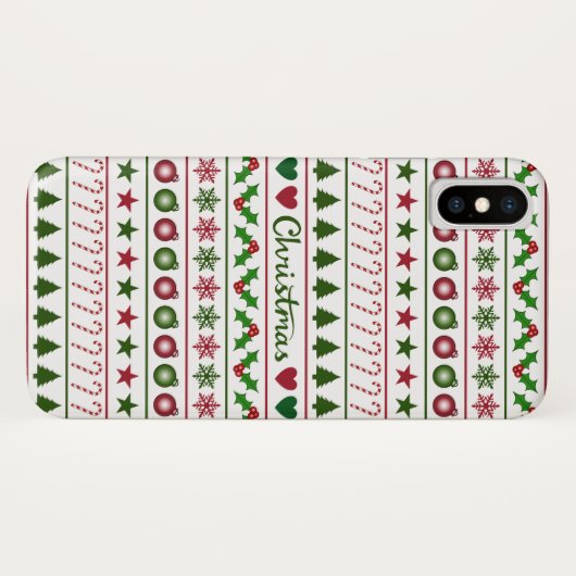 Love Kerstmis Motifs Pattern Green Red Case-Mate iPhone Case (Achterkant (horizontaal))