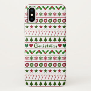 Love Kerstmis Motifs Pattern Green Red Case-Mate iPhone Case