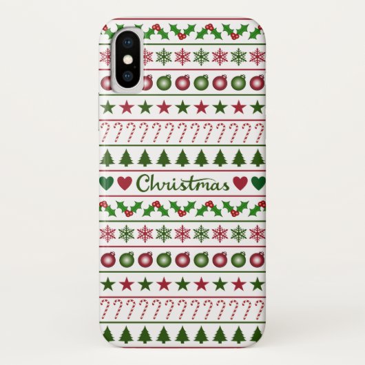 Love Kerstmis Motifs Pattern Green Red Case-Mate iPhone Case (Achterkant)