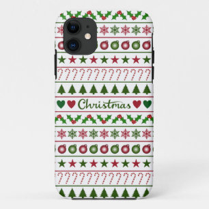Love Kerstmis Motifs Pattern Green Red Case-Mate iPhone Case