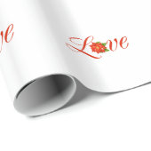 Love Kerstmis Poinsettia Design Xmas Holiday Cadeaupapier (Rol Hoek)