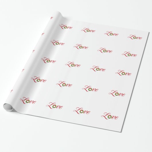 Love Kerstmis Wreatay Holiday Xmas Design Cadeaupapier (Uitgerold)