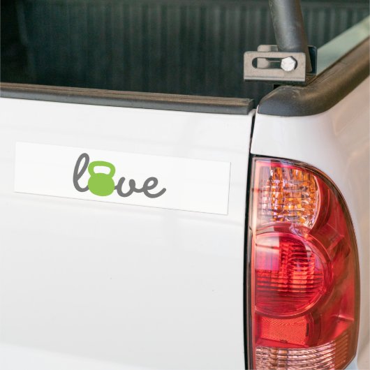Love Kettlebell Green Bumpersticker (Op Truck)