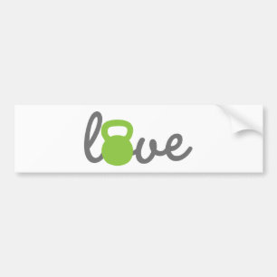 Love Kettlebell Green Bumpersticker