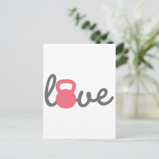 Love Kettlebell Pink Briefkaart (Staand voorkant)