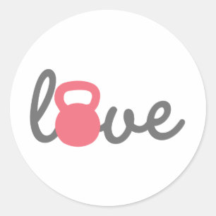 Love Kettlebell Pink Ronde Sticker