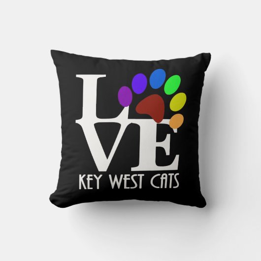 LOVE Key West Katten (witte tekst) Kussen (Voorkant)