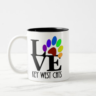 LOVE Key West (zes petten) Katten 11oz Tweekleurige Koffiemok