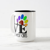 LOVE Key West (zes toed) Katten 15 oz Tweekleurige Koffiemok (Voorkant links)