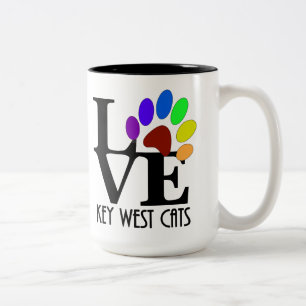 LOVE Key West (zesvingerige) Katten 15oz Tweekleurige Koffiemok