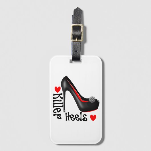 Love Killer Heels Girly Shoe Graphic Bagagelabel (Voorkant (verticaal))