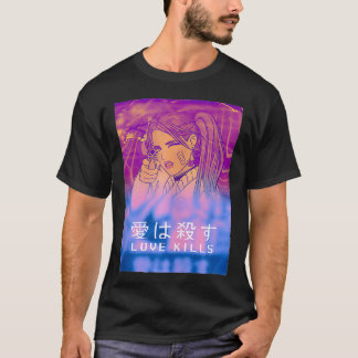 Love Kills Anime Manga Japan Vaporwave Aesthetic S T-shirt