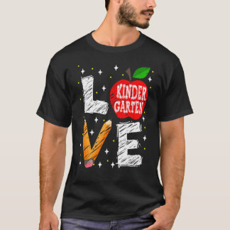 Love Kindergarten Apple Terug naar school leraar T-shirt