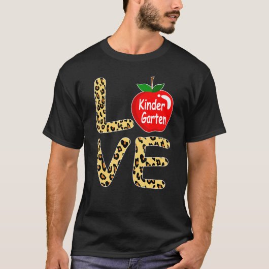 Love Kindergarten Leopard Terug naar School Kinder T-shirt (Voorkant)