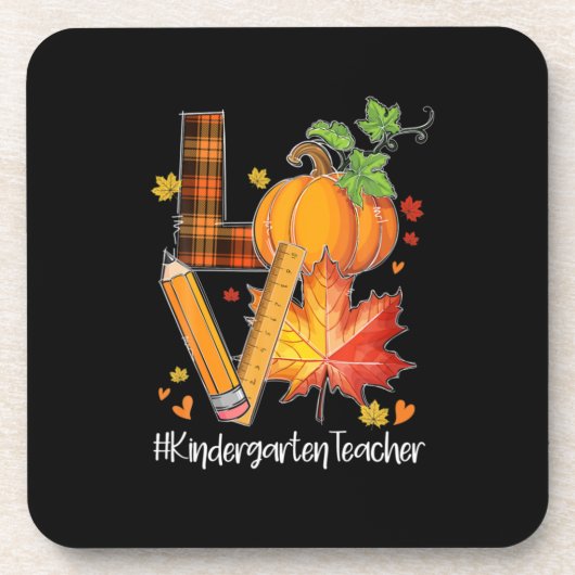 LOVE Kindergarten Leraar Valle bladeren herfst Bier Onderzetter (Voorkant)