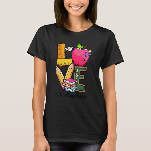 Love Kindergarten Squad Teacher Back to School Tea T-shirt (Voorkant)