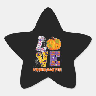 Love Kindergarten Teacher School Halloween Costume Ster Sticker