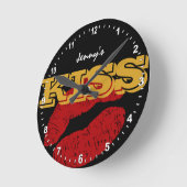 Love KISS Gold retro Clock, Custom Fun / Party Ronde Klok (Hoek)