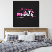 LOVE & KISSES Hot Pink Bat Mitzvah Inlogbord Canvas Afdruk (Insitu (Slaapkamer))