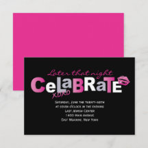 LOVE & KISSES Hot Pink Bat Mitzvah Party Kaart